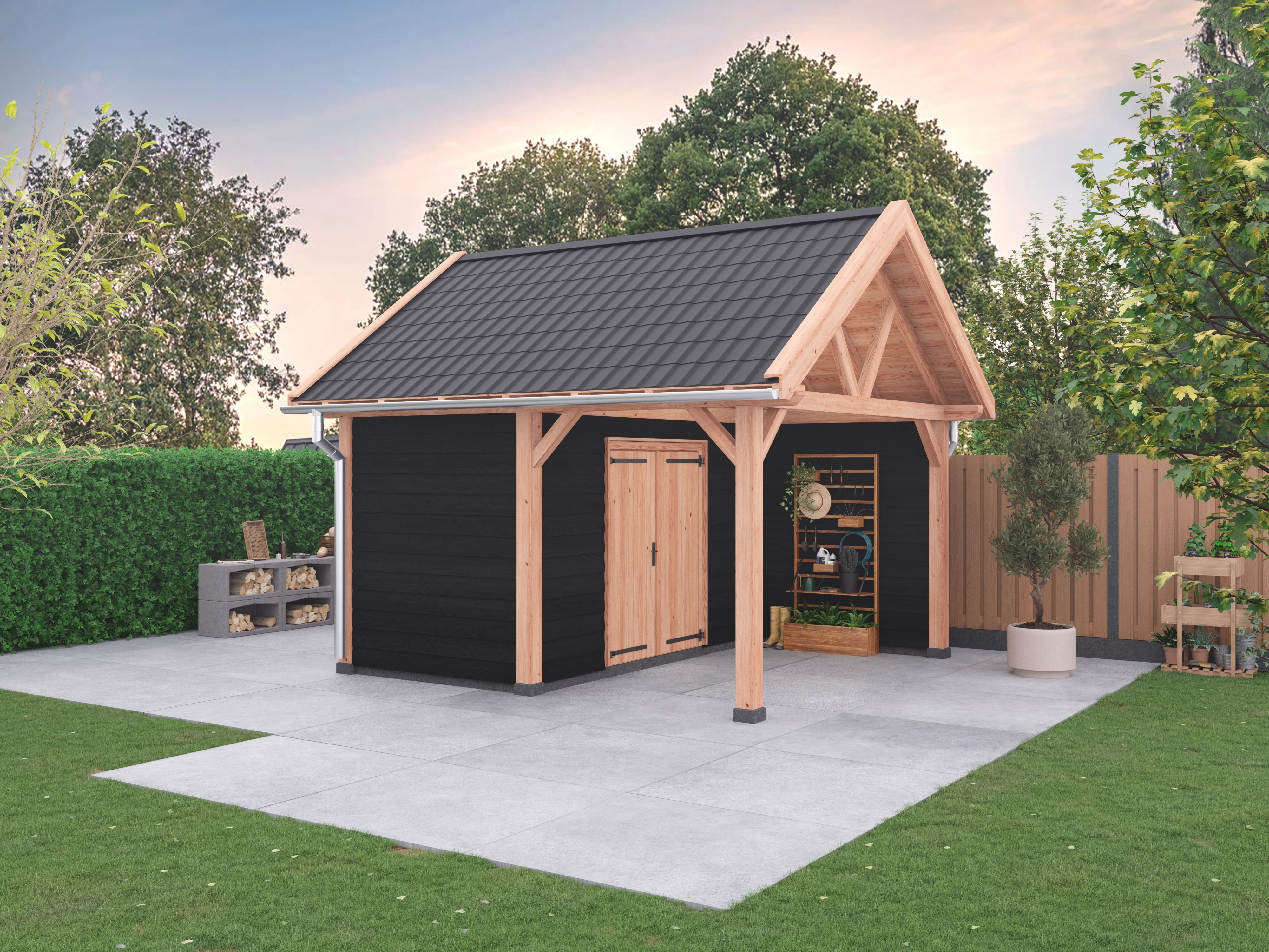 Douglas overkapping, 500 x 400, met achterwand, Westwood Vrijbuiter - Afbeelding 2